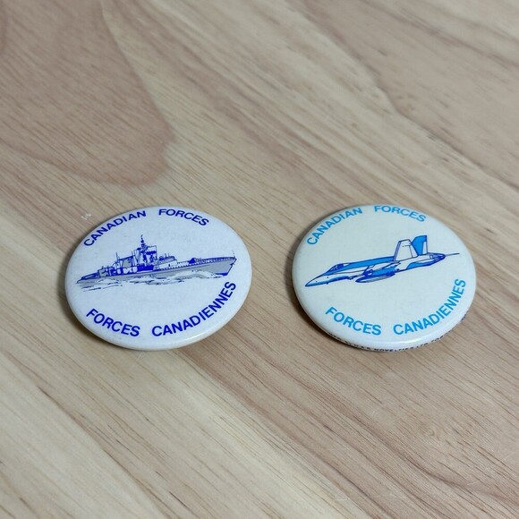 Other - 2 Vintage Canadian Forces Pin Back Buttons Air Force and Navy